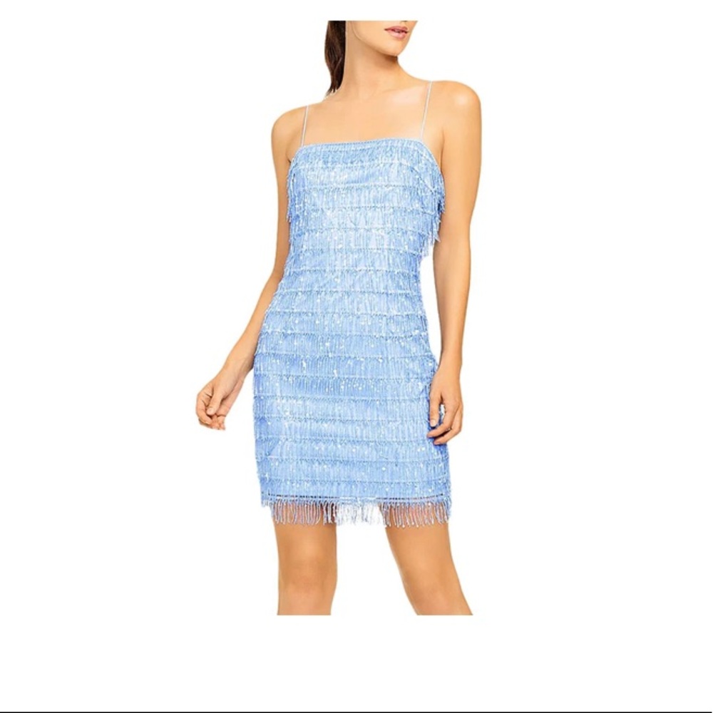 Aidan Mattox fringe sequined cocktail dress